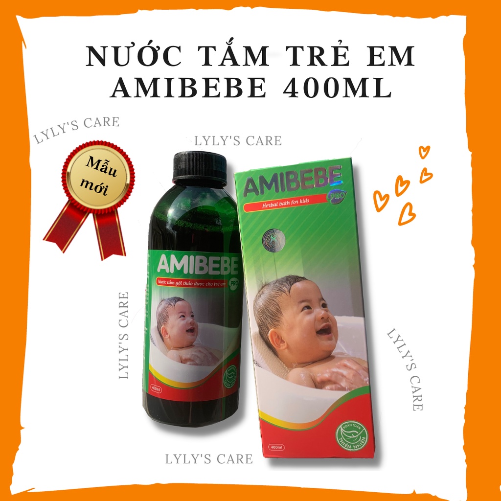 Nước Tắm Trẻ Em Amibebe 400ml (Mẫu mới) - Hỗ Trợ Điều Trị, Ngừa Rôm Sảy. Thanh Nhiệt, Giup Bé Ngủ Ngon