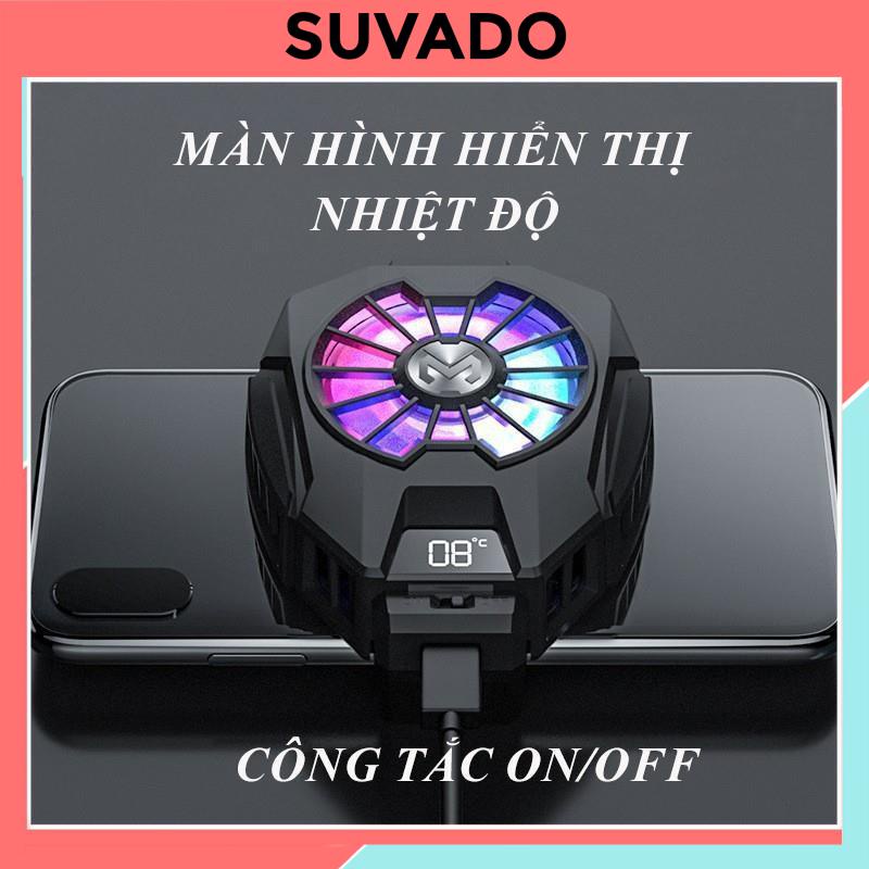 Quạt tản nhiệt điện thoại gaming MEMO DL05 sò lạnh siêu mát hiển thị nhiệt độ công tắc tắt bật cho điện thoại  SUVADO