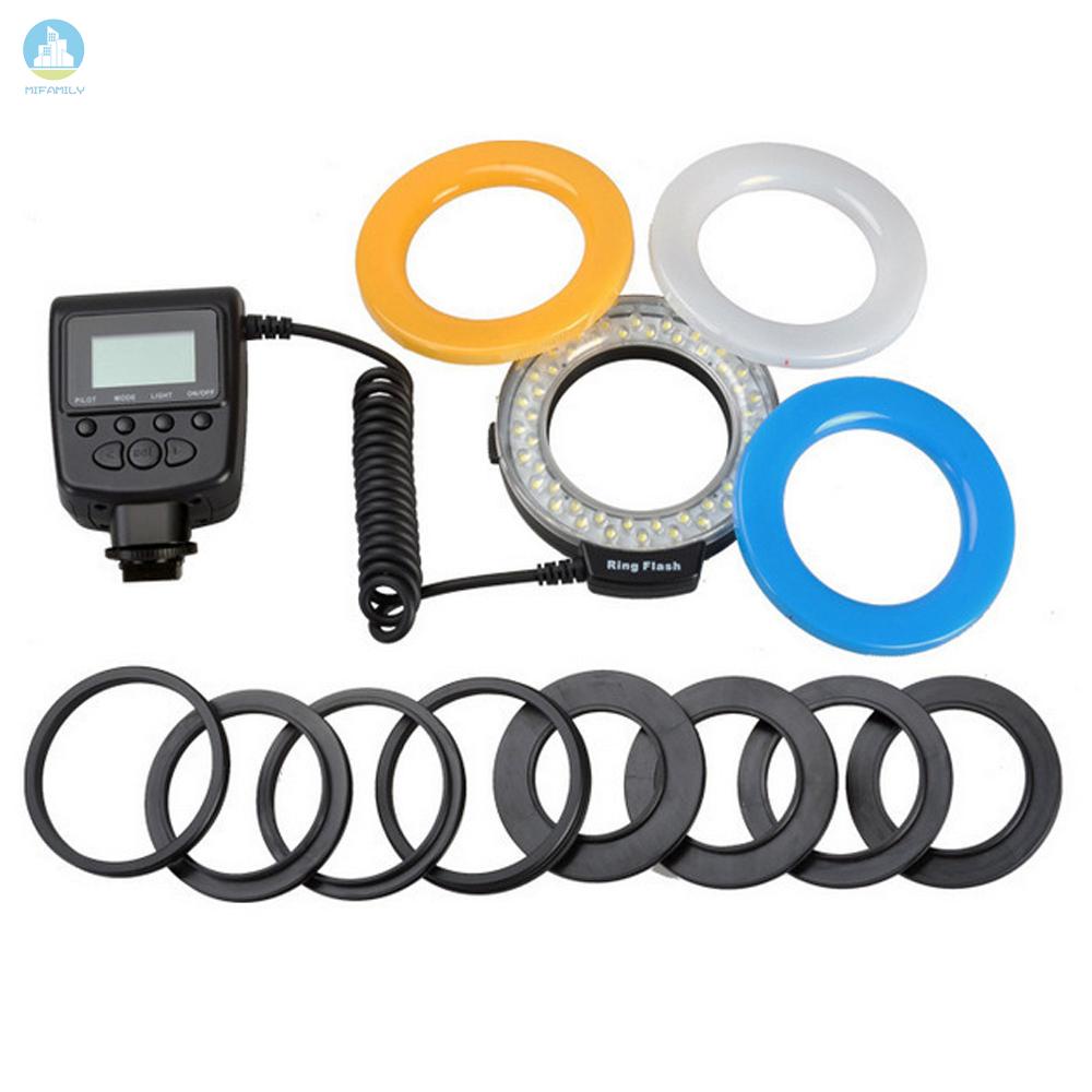 MI   Macro LED Round Flash Bundle with 8 Adapter Rings Compatible with   Pentax Olympus Panasonic DSLR Camera