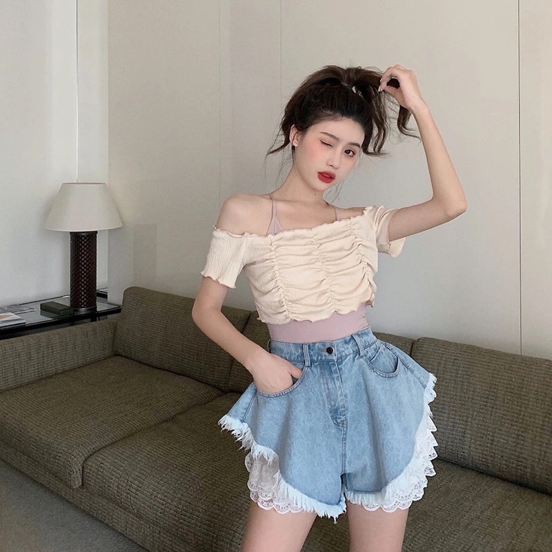 [order 10-20 ngày ] set quần short jean thiên nga hot trend | BigBuy360 - bigbuy360.vn