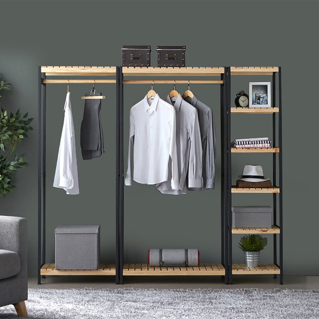 COMBO TỦ TREO QUẦN ÁO HÀN QUỐC GỖ KHUNG SẮT - COMBO IRON -  NỘI THẤT CĂN HỘ | BigBuy360 - bigbuy360.vn
