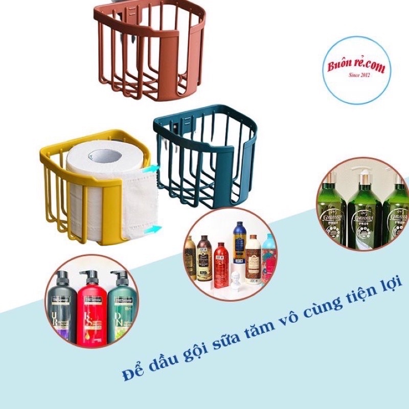 Giỏ đựng giấy vệ sinh dán tường tiện ích Việt Nhật, Khay kệ đựng đồ đa năng nhà tắm, nhà bếp