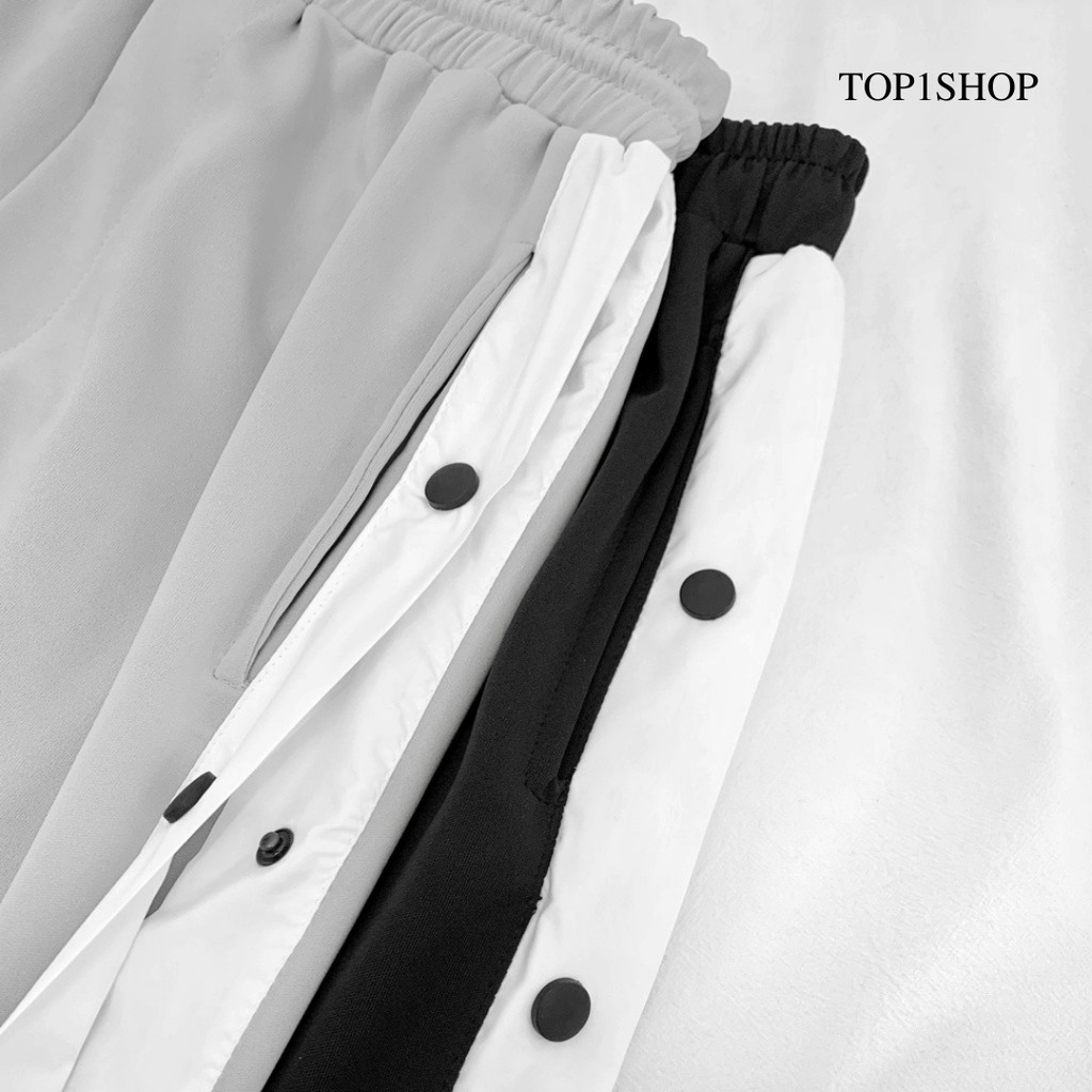 [ĐỘC LẠ] Quần jogger ống rộng line đóng cúc unisex bo chun Basic overszie nam nữ