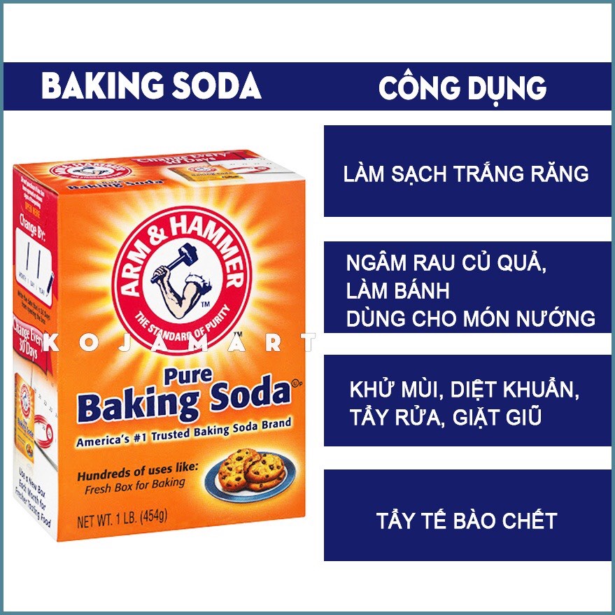 Bột nở Baking Soda đa công dụng làm đẹp nấu nướng tẩy trắng quần áo vệ sinh nhà cửa Mỹ Phẩm Hana 454g