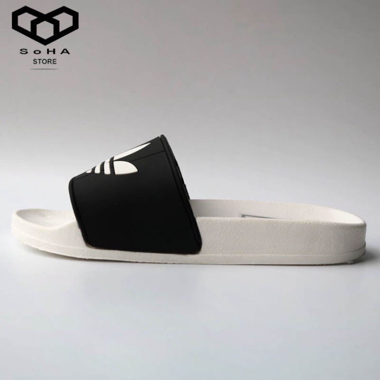 Dép Nam Quai Ngang Thời Trang Hottrend. Adidas Họa Tiết 3 Lá Đế Đen