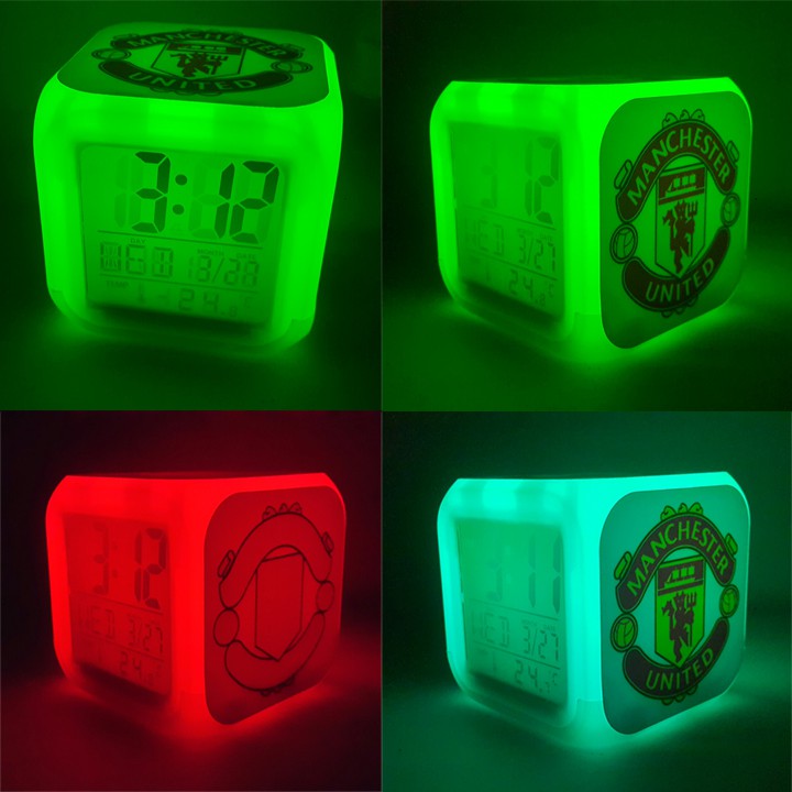 Đồng hồ để bàn led 7 màu câu lạc bộ bóng đá