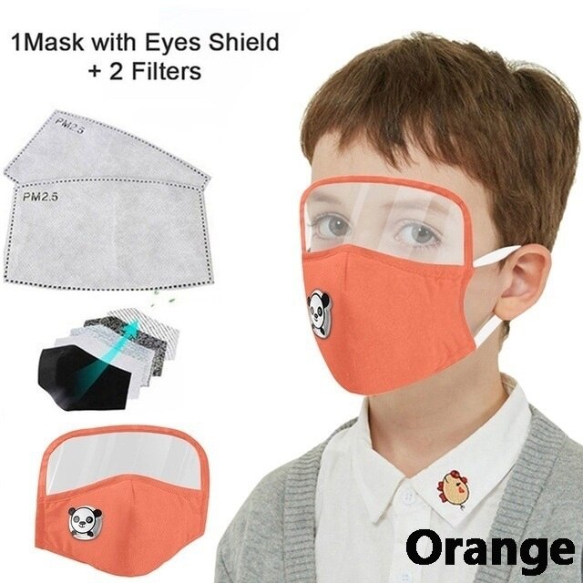 [Hàng mới về] Khẩu trang cotton 2 lớp cotton 2 lớp có kính bảo hộ chống văng nước an toàn tháo được cho trẻ nhỏ PM 2.5