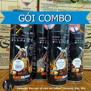 Combo Sơn màu đỏ nhám Candy nhám Samurai Gồm Lót UCH210 - Nền bạc 124 - Màu đỏ Y138 - Bóng 128A.