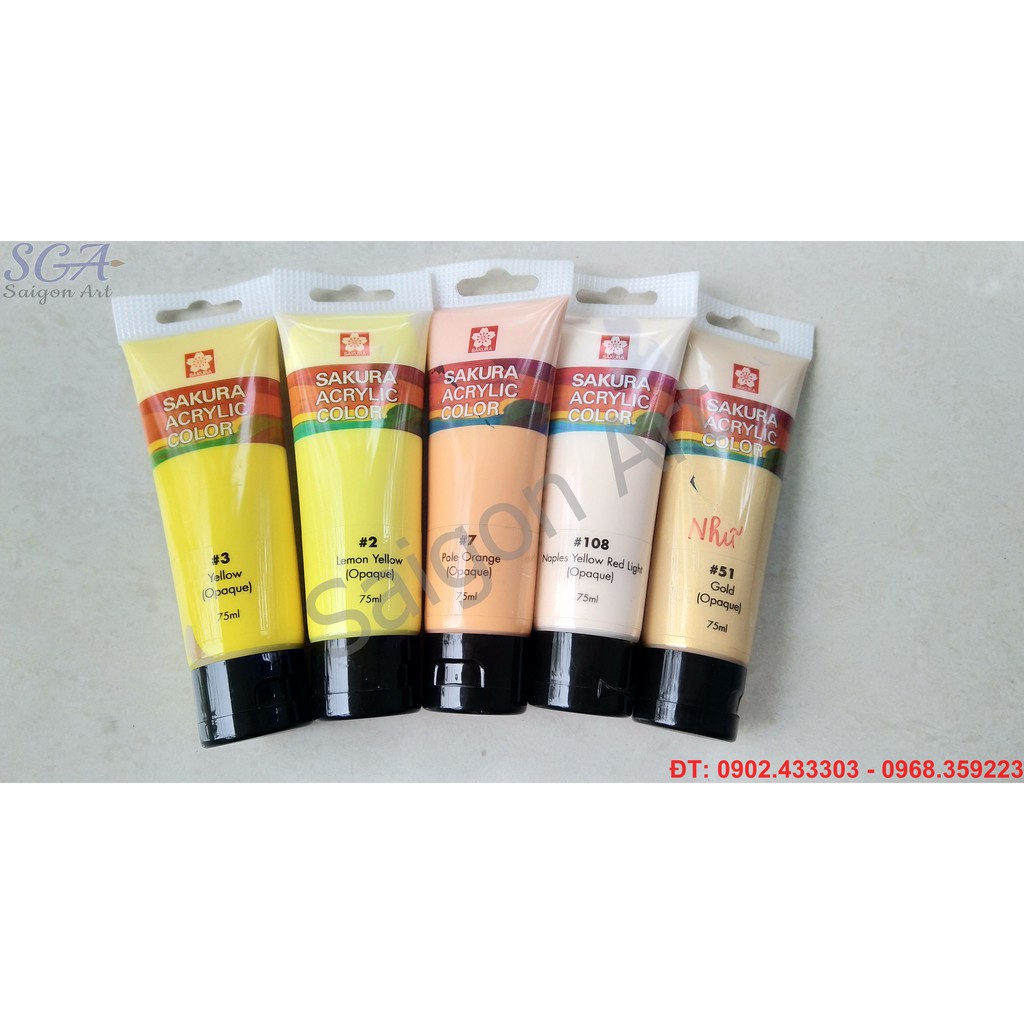 Màu Acrylic Nhật Bản SAKURA tuýp lớn 75ml
