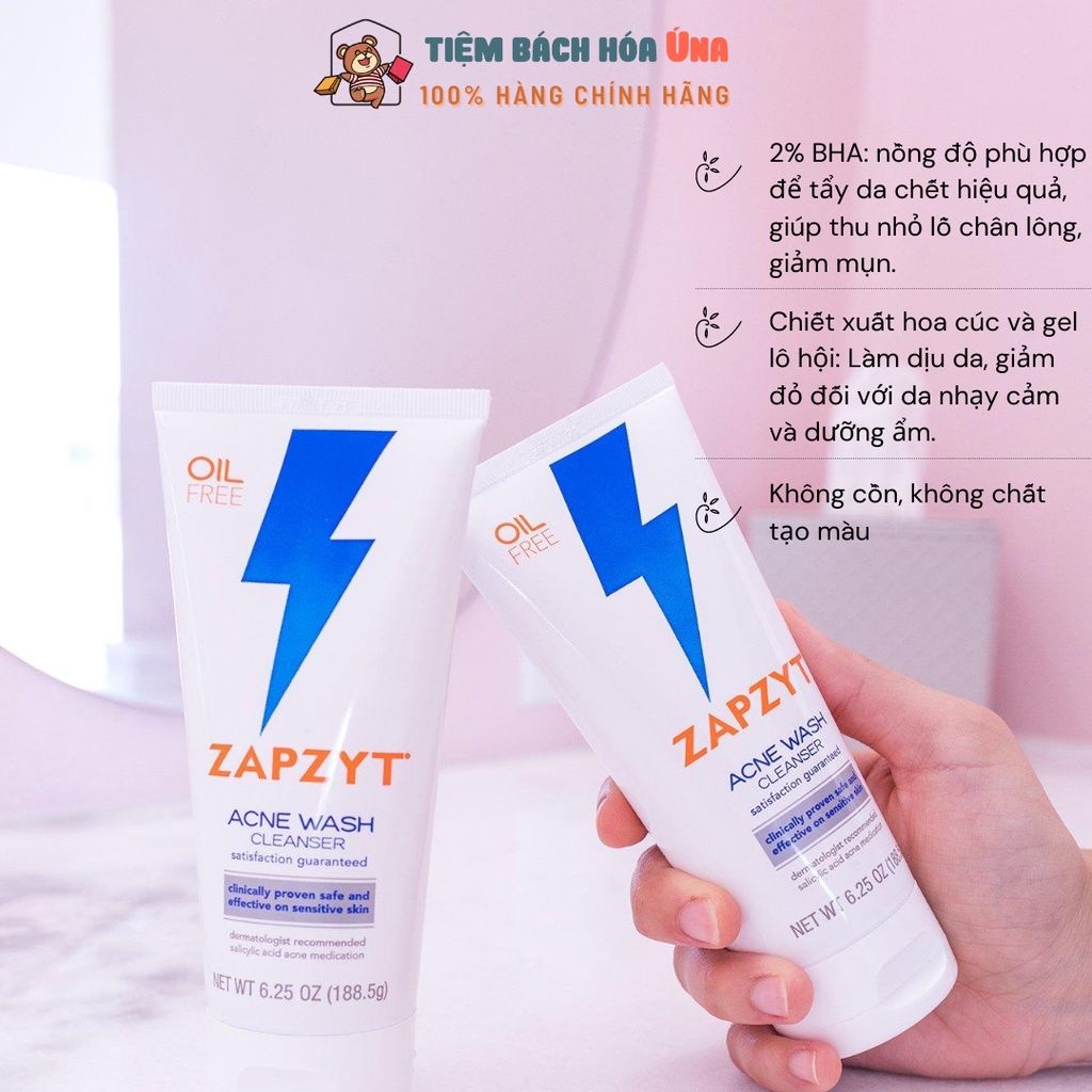 Sữa rửa mặt giảm và ngăn ngừa mụn chứa BHA Ance Wash Zapzyt - Tiệm bách hóa Ú na Úna