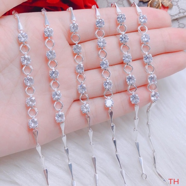 Lắc tay bạc đính đá trắng tự nhiên LT0131