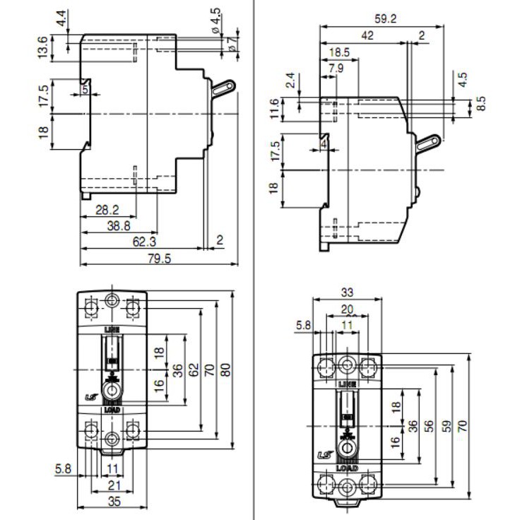 Chống giật bình nóng lạnh LS ( Aptomat chống giật bình nóng lạnh ELCB 32GRhd, 32KGRd)