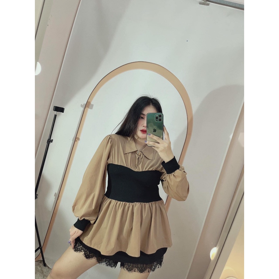 [Shop bigsize nữ 60kg -90kg] Áo sơ mi peplum mặc Tết, đi tiệc, công sở với ba màu chủ đạo trắng, đen, nâu