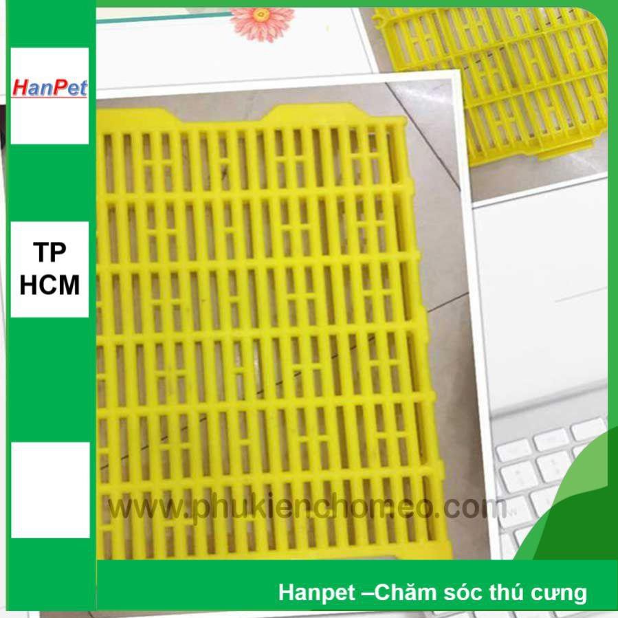 Hanpet.GV- (bảo hành 12 tháng) Sàn nhựa chuồng chó màu vàng- Tấm lót sàn (40x55cm nặng 1,45kg) tấm nhựa lót sàn chó mèo