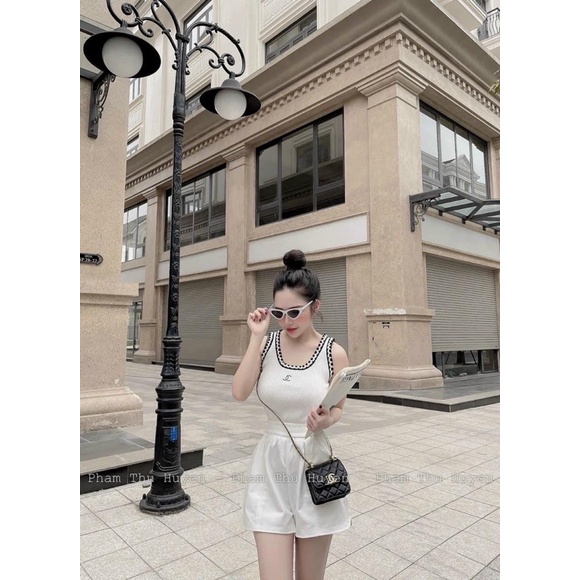 áo len sát nách dệt kim phối viền nổi bật (27089#)