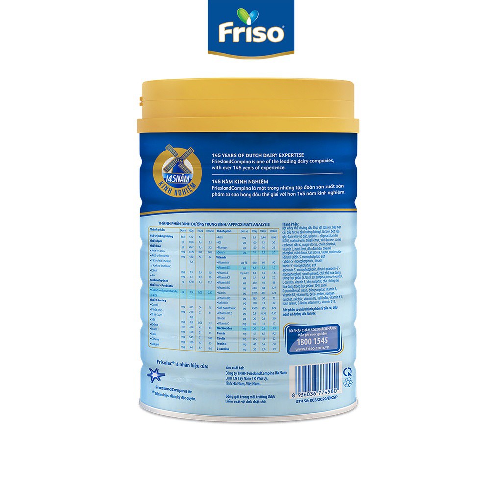 Sữa Bột Frisolac Gold 1 850g-Hàng móp nhẹ