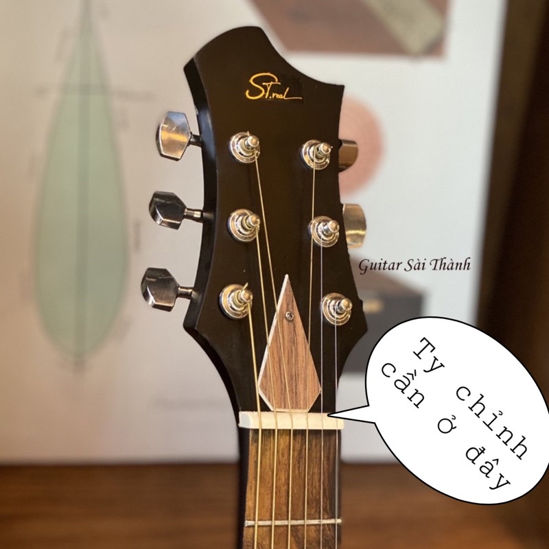 Đàn Guitar Acoustic Chính Hãng ST.Real Guitar Sài Thành mã ST-X1 Có Ty Chỉnh Cần Chất Liệu Gỗ Nhập Khẩu Màu Đen