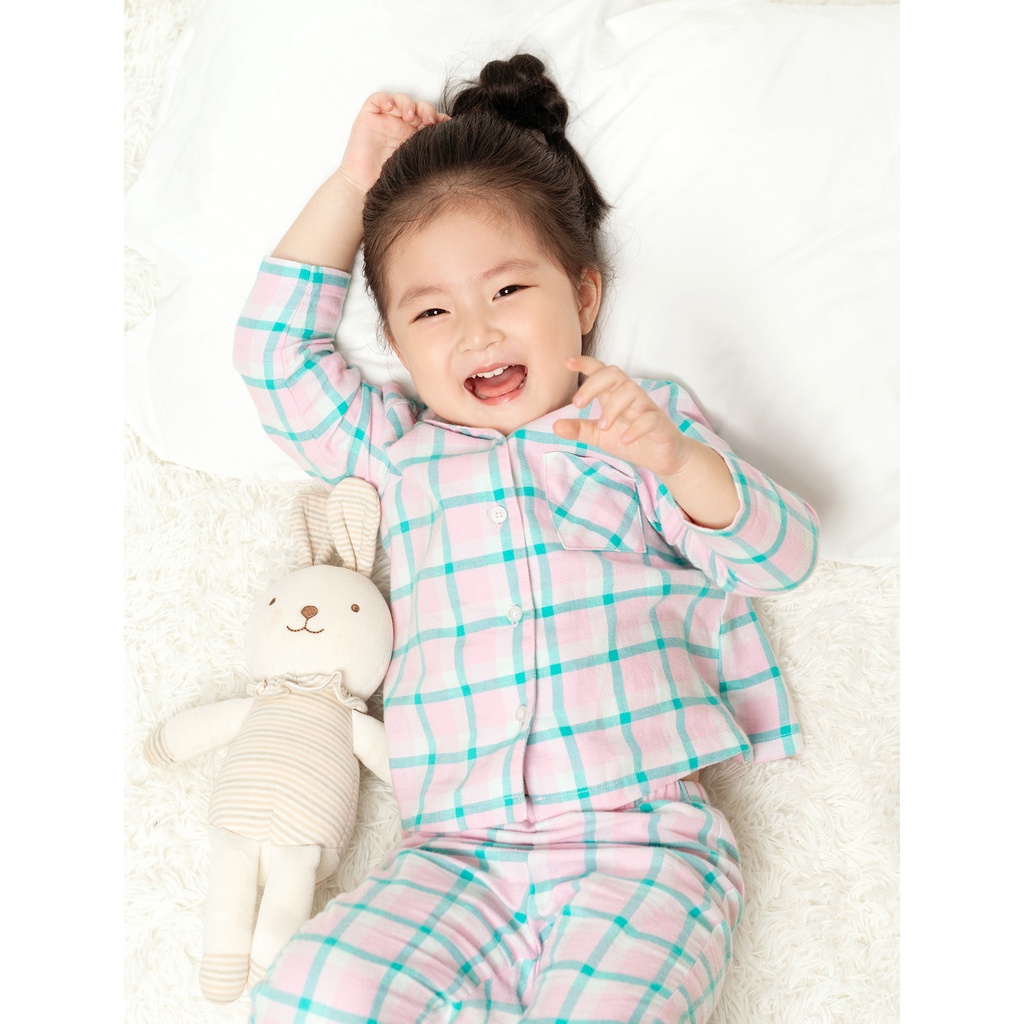 Bộ pyjama bé gái CANIFA họa tiết kẻ - 1LS20W013