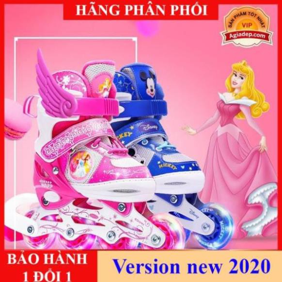 Bộ Giày trượt Patin trẻ em hàng hiệu Disney Princess - Full Mũ + Bộ bảo vệ + Túi + Quà - Giày Patanh có Ánh sáng