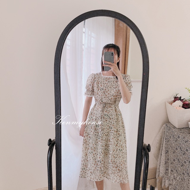 Đầm hoa cổ vuông viền ren cộc tay 🌸( hình thật) | BigBuy360 - bigbuy360.vn
