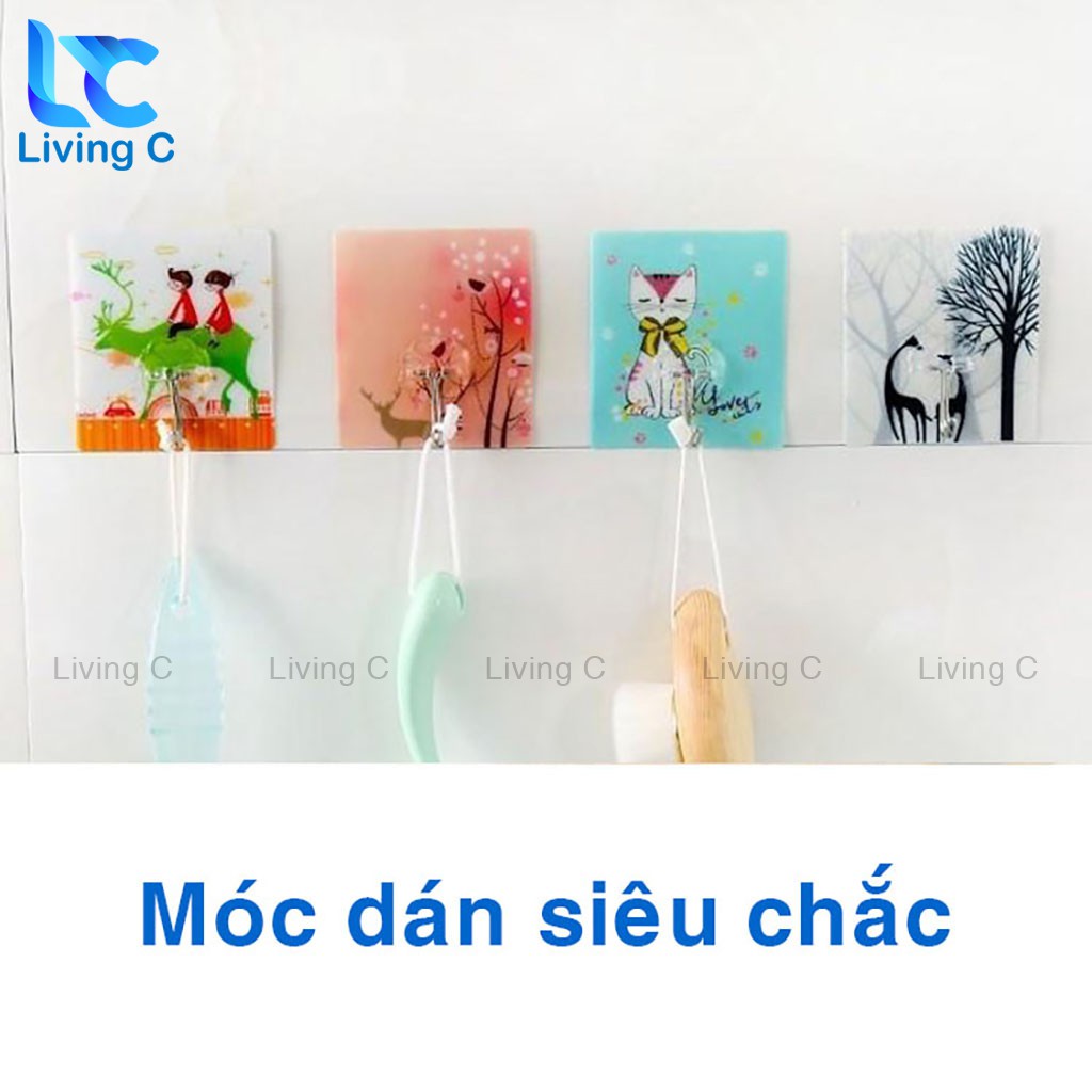 Miếng dán tường size to đa sắc màu Living C móc dán treo đồ đa năng siêu dính _ ML