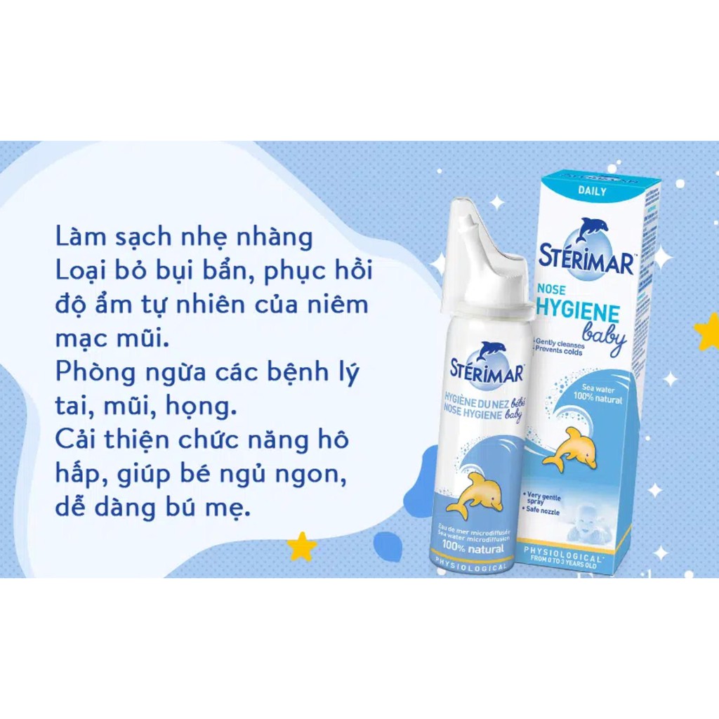 Xịt muối biến cá heo Sterimar màu xanh, màu cam 100ml Pháp