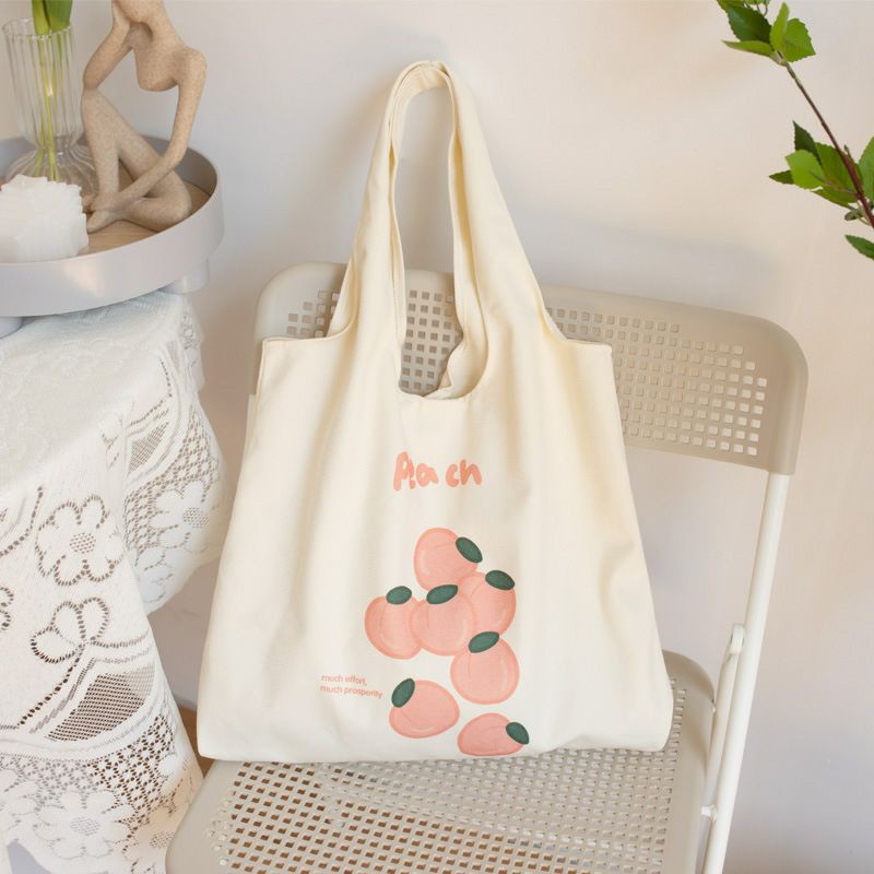 Túi đeo vai đi làm, đi học đẹp giá rẻ, form to, 2 lớp, vải canvas - ORANGE - STRAWBERRY