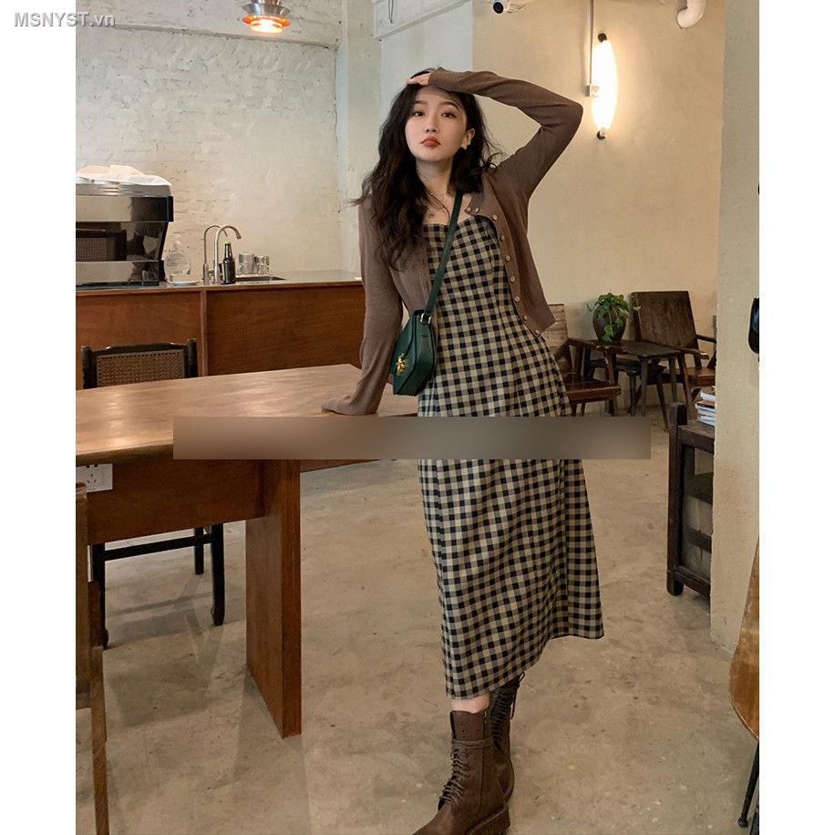 Set Đầm hai dây và Áo khoác chống nắng phong cách vintage thời trang mùa hè cho nữ