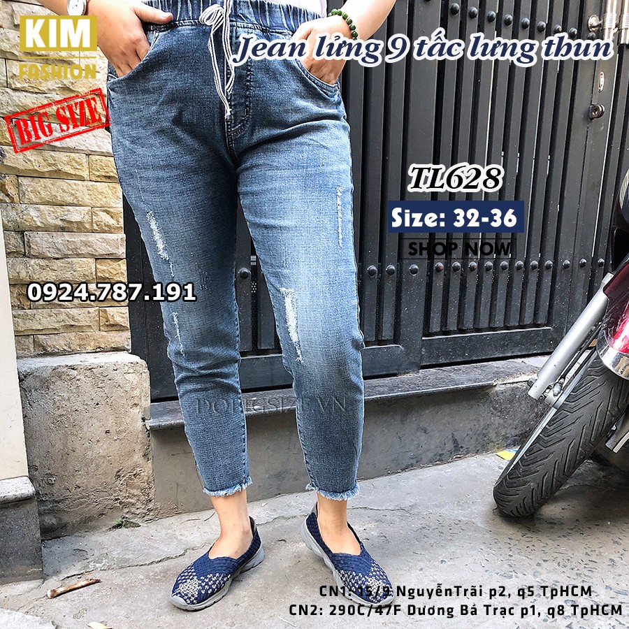 Quần Jean Lửng 9 Tấc Bigsize Lưng Thun Co Giãn TL628 size 32-36