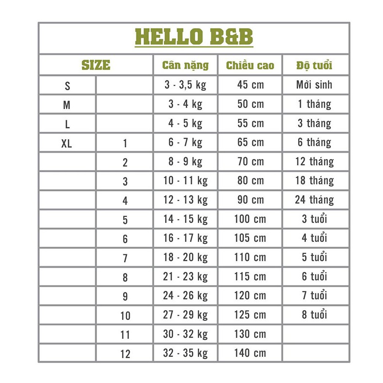 BỘ HELLO B&amp;B AL0022-QL0166 - SIZE 4