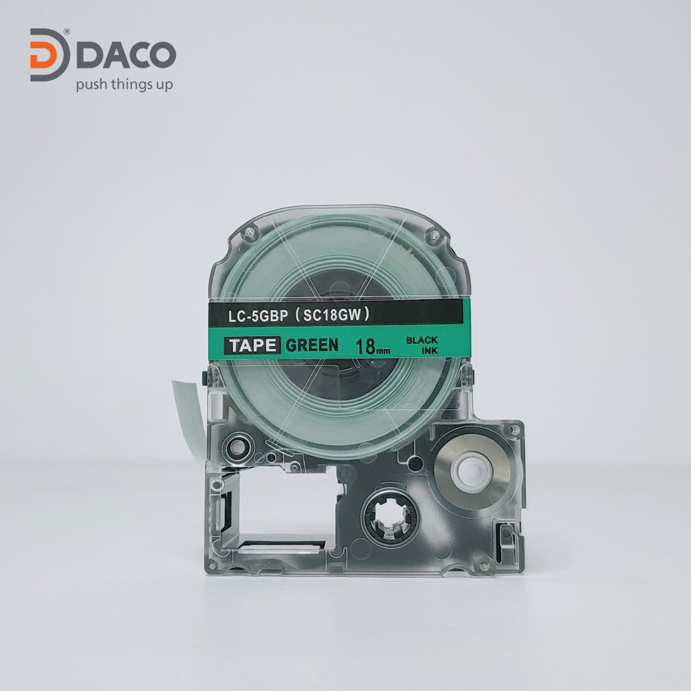 Nhãn in SC6GW sử dụng cho máy in Tepra và Espon chữ đen nền xanh Green 6mm x 8m