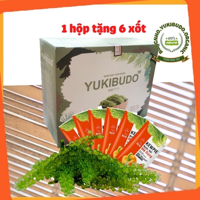 Rong Nho Tách Nước Yukibudo Organic Khánh Hòa, Hộp 150g, Tặng Kèm 6 Xốt Mè Rang Kewpie 15ml