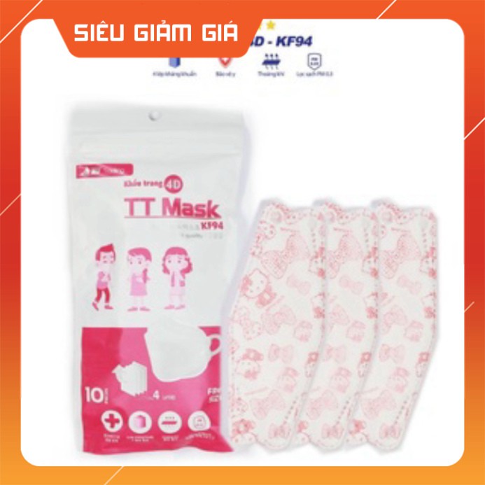 Túi 10 Chiếc Khẩu Trang 4D TT Mask KF94 Trẻ Em (2-10 tuổi)