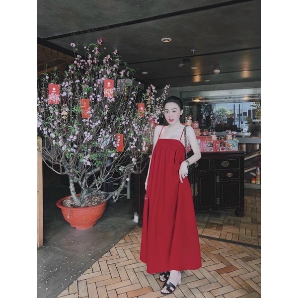 Đầm maxi,váy suông 2 dây cúp ngực dáng dài chất đũi xước