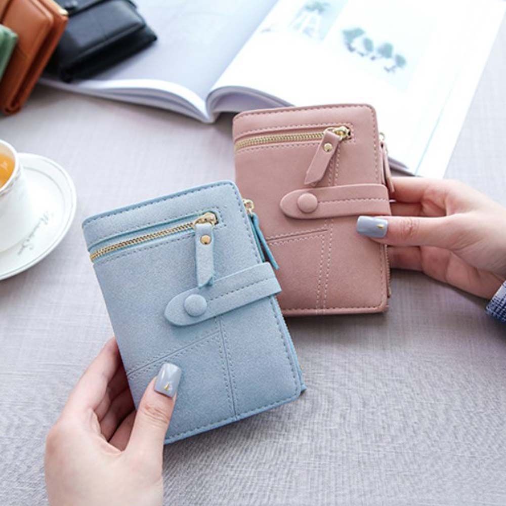 USNOW Fashion Women Wallet Large Capacity Short Wallet Coin Purse|Color PU Leather Mini Clutch bag Multi-functional Ladies Simple Buckle Coin Purse/Multicolor