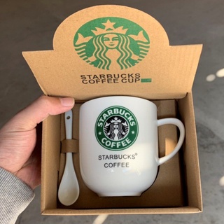 Cốc sứ starbucks uống cà phê kèm muỗng tiện dụng