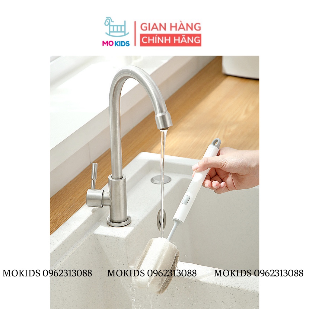 Cọ rửa bình sữa, ly, cốc với đầu mút xốp có thể thay thế - Mokids