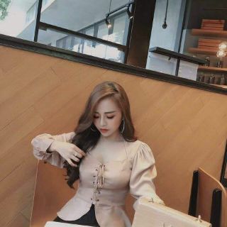 Áo lụa đan dây trước ngực