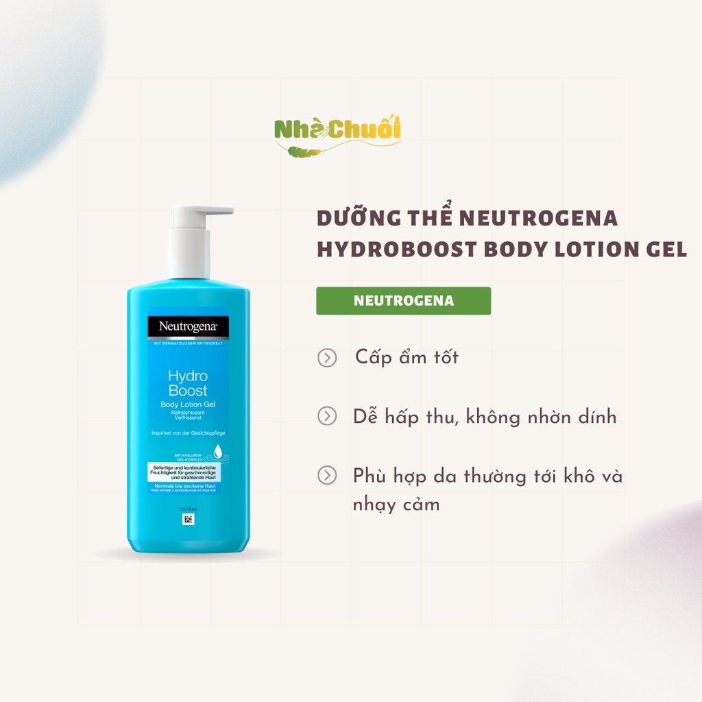 Kem dưỡng thể Neutrogena Hydro Boost Body Gel Cream cũng cấp độ ẩm chống khô da nứt nẻ 400ml