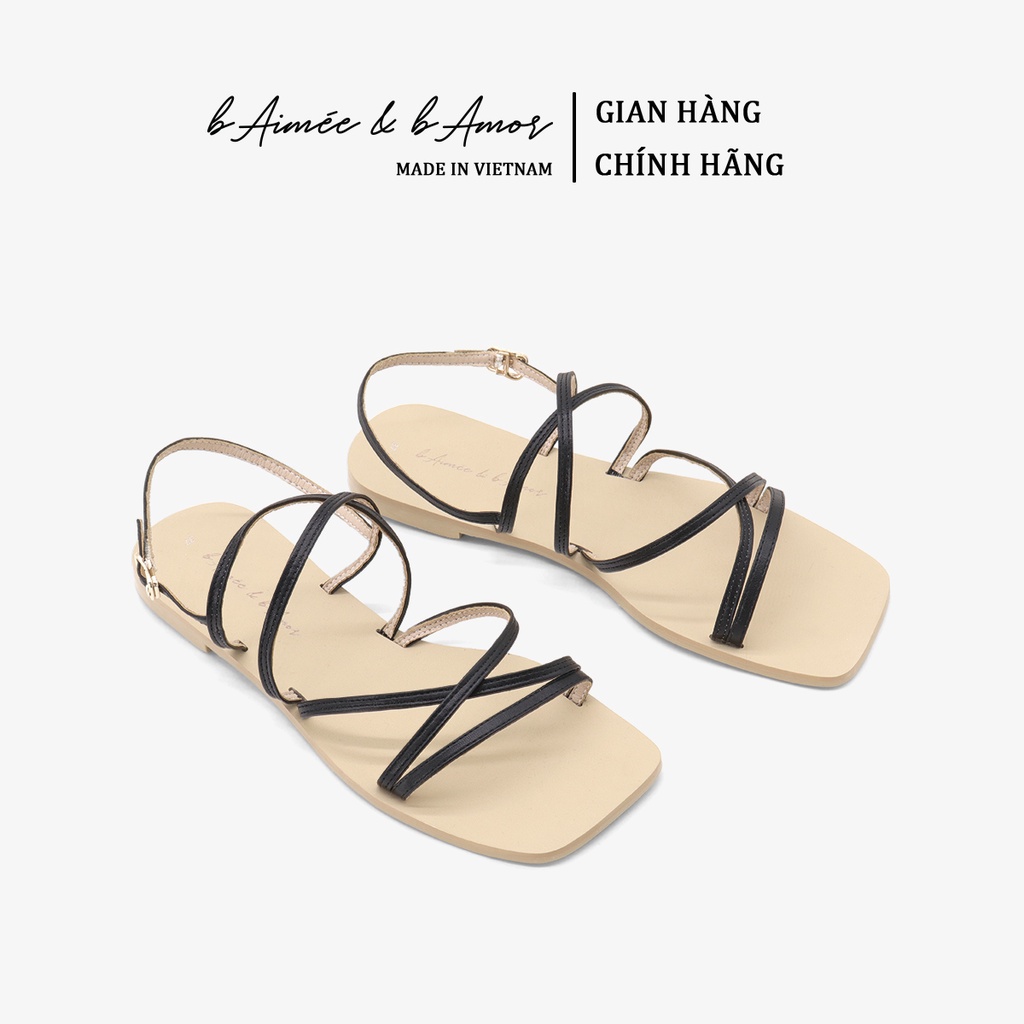 Sandal nữ đế bệt quai mảnh dáng dép quai hậu nữ đi biển mũi vuông thời trang công sở bAimée & bAmor - MS1776