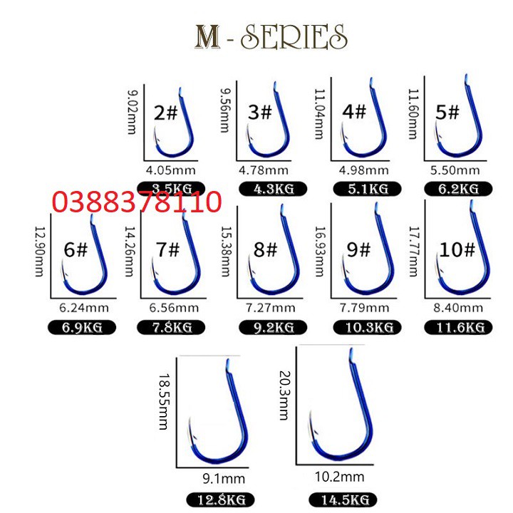 Lưỡi Câu Cá Thép Cứng Dòng M-SERIES Có Ngạnh Sắc Bén PK15