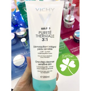 [Chính Hãng] Sữa Rửa Mặt Tẩy Trang 3 Tác Dụng Cho Da Thường, Da Hỗn Hợp & Da Nhạy Cảm Vichy Purete Thermale 3in1 200ml
