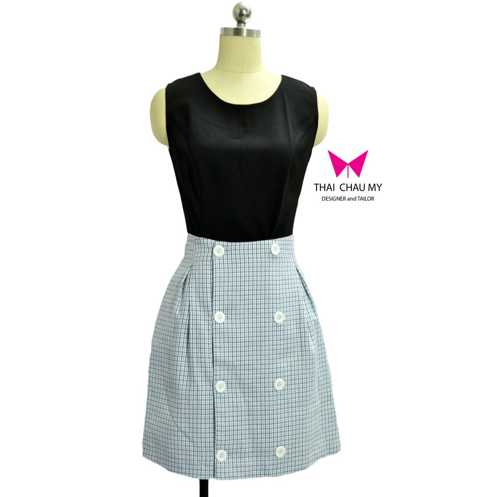 Váy 2 hàng nút có túi MYTHS00120 váy đầm màu đen đồng phục văn phòng ThaiChauMy thiết kế thời trang công sở đầm dự tiệc | BigBuy360 - bigbuy360.vn