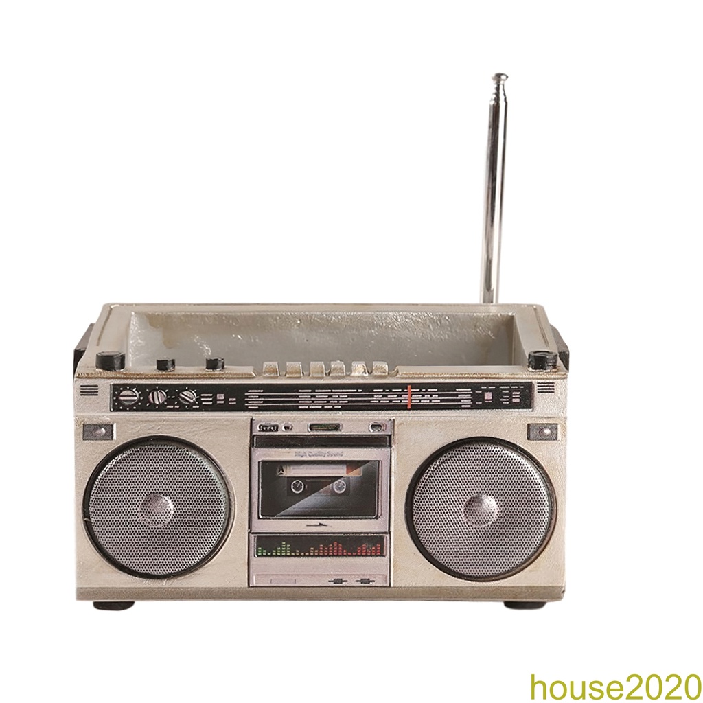 [house]Radio Flower Pot Weather-Resistant Radio Succulents Decorative Radio Ornament Radio Planter Resin Decoration for