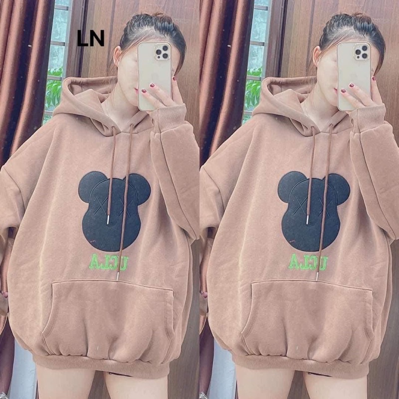 Áo hoodie gấu đen UCLA mũ 2 lớp DA6
