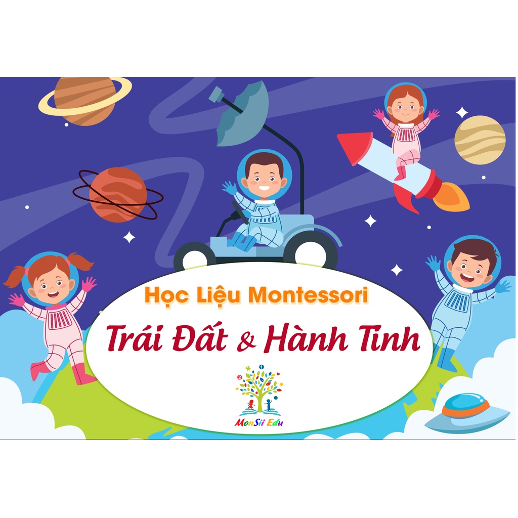 Montessori - Học Liệu Dính Dán Bộ Trái Đất & Hành Tinh - Matching Book [Monsi Edu]