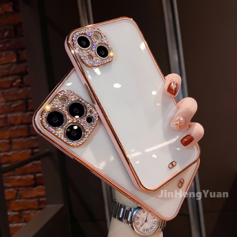 Ốp Điện Thoại Dẻo Trong Suốt Mạ Màu Lấp Lánh Sang Trọng Cho Iphone 13 12 11 Pro Max Mini XR X XS 7 8 Plus SE 20