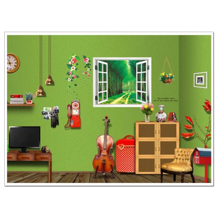 Decal cửa sổ con đường xanh 2 - DCS023