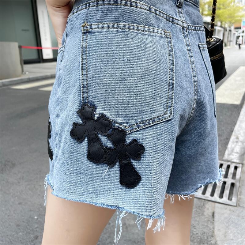 Quần Short Jeans Lưng Cao Ống Rộng In Họa Tiết Retro Thời Trang Cho Nữ