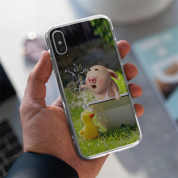 Ốp Lưng Heo con nghịch nước bên vịt đồ chơi Iphone 7/7Plus/8/8Plus/X/Xs/Xs Max/11/11 Promax/12/12 Promax PIG20210085